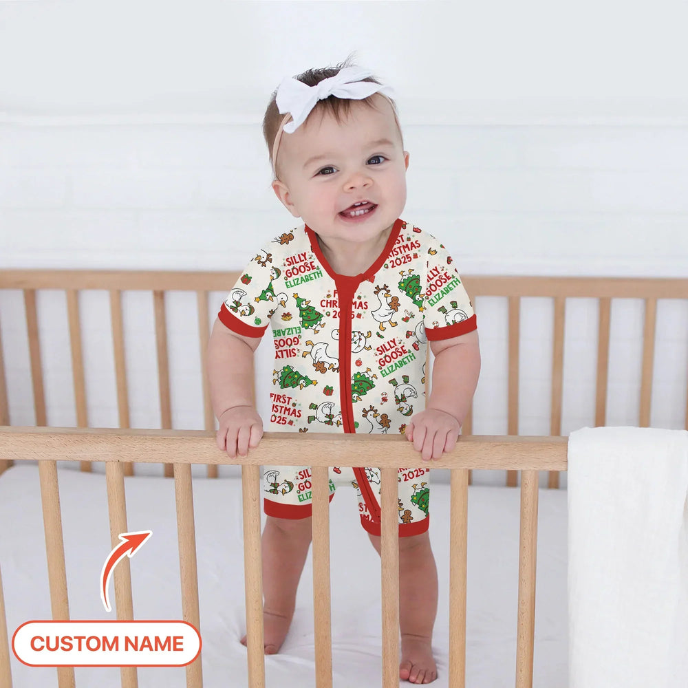 Custom Name "Silly Goose" Shorty Zippy (Red) , Custom Name "Silly Goose" Shorty Zippy (Red) - 0-3M