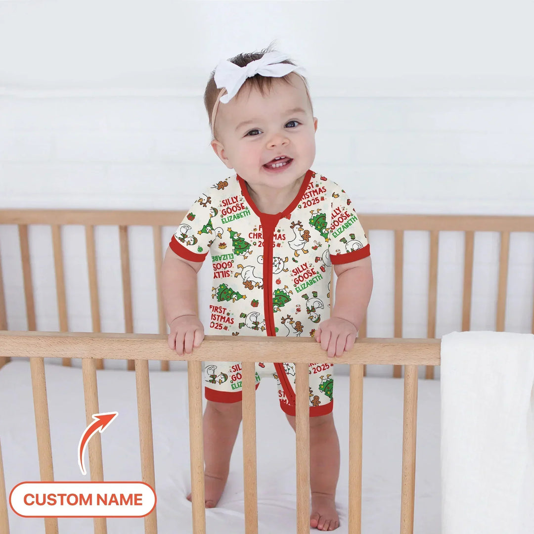 Custom Name "Silly Goose" Shorty Zippy (Red) , Custom Name "Silly Goose" Shorty Zippy (Red) - 0-3M