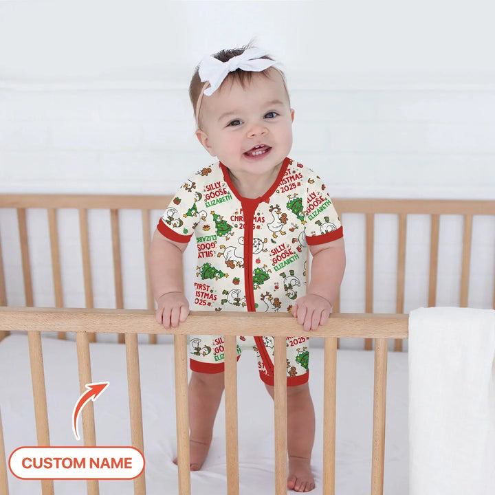 Custom Name "Silly Goose" Shorty Zippy (Red) , Custom Name "Silly Goose" Shorty Zippy (Red) - 0-3M