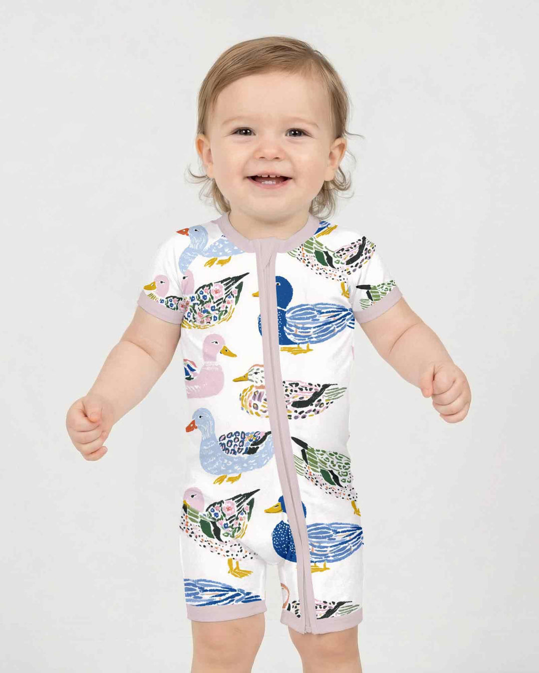 Whimsical Garden Ducks Bamboo Shorty Zippy