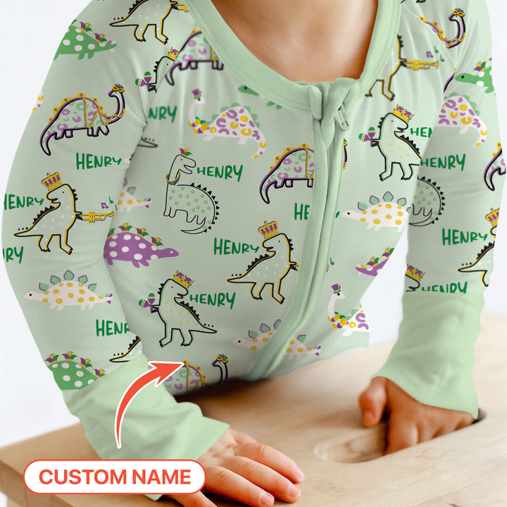 Custom Name Mardi Gras Saurus Convertible Zippy
