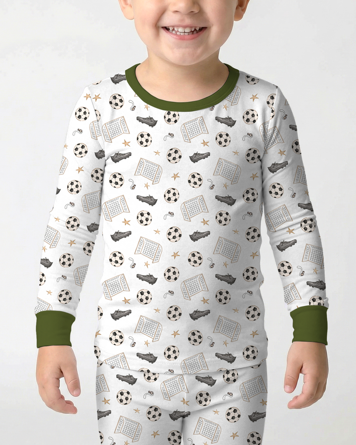 Little Soccer Star Bamboo Two Piece Long Sleeve Pajama Set