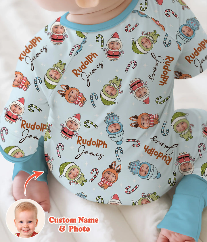 Custom Baby Photo Christmas Bear Convertible Zippy