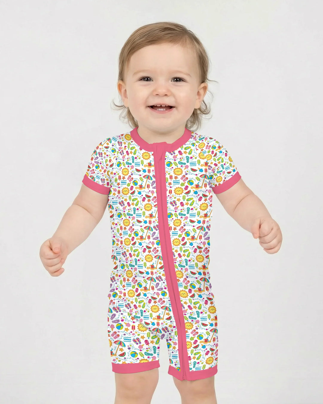 Pijama corto de bambú con cremallera Sunshine Splash Party