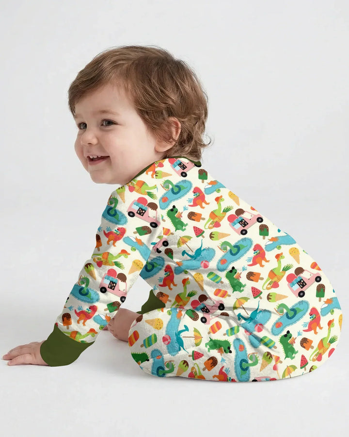 Pijama Dino Summer Splash Bamboo Convertible con Cremallera