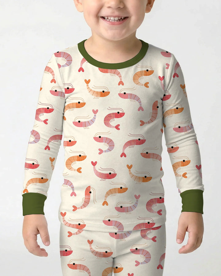 Sweet Shrimp Parade  Bamboo Two Piece Long Sleeve Pajama Set