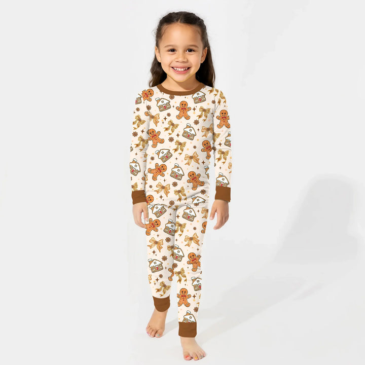 Brushstroke Gingerbread Two Piece Long Sleeve Pajama Set