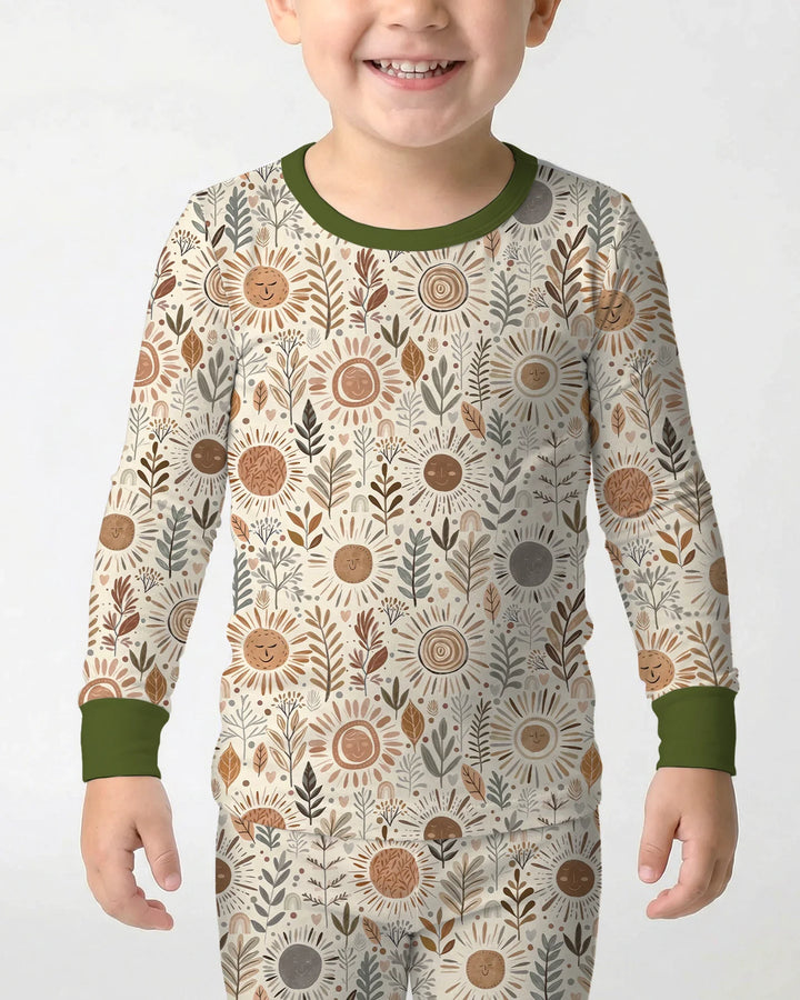 Boho Sunshine Garden Bamboo Two Piece Long Sleeve Pajama Set