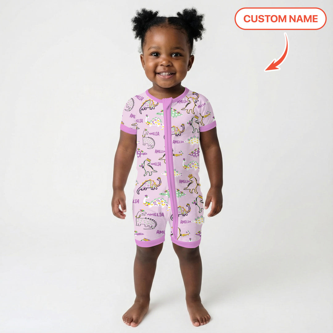 Custom Name Mardi Gras Saurus Shorty Zippy