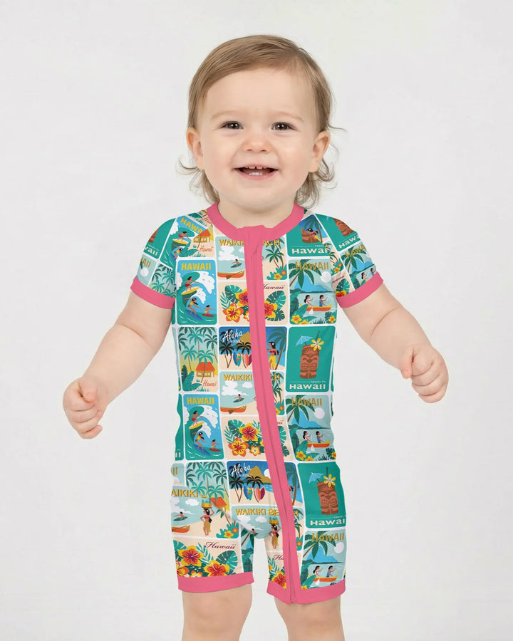 Aloha Postcard Paradise Bamboo Shorty Zippy