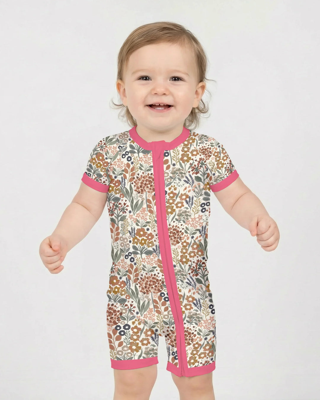Autumn Meadow Botanicals Pijama corto de bambú con cremallera