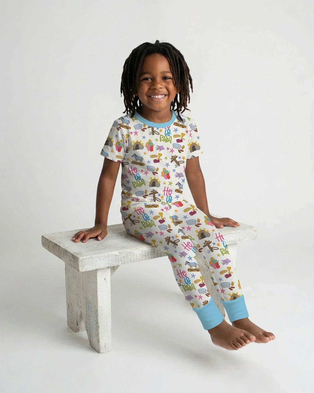 Bible Story Easter Family Matching Two Piece Short Sleeve Pajama Set