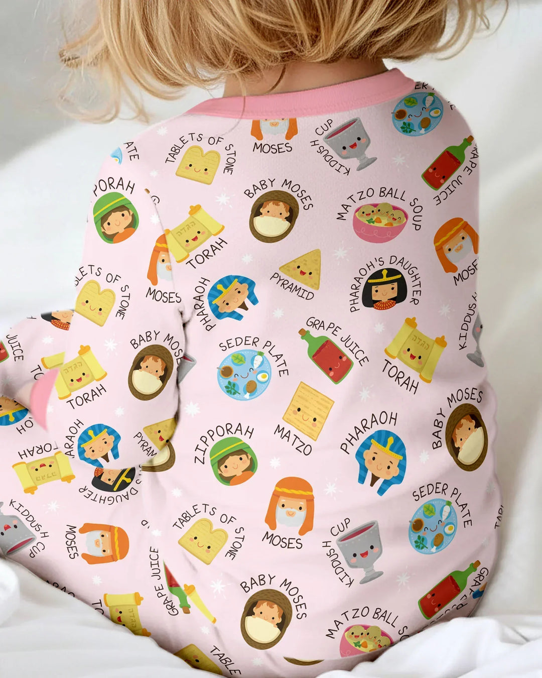 Cute Passover Characters Two Piece Long Sleeve Pajama Set