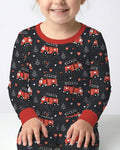 Valentine Fire Trucks Bamboo Two Piece Long Sleeve Pajama Set