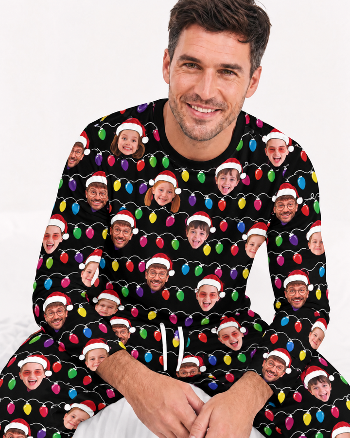 Custom Face Christmas Family Silly Xmas Leds Bamboo Men's Pajama Set