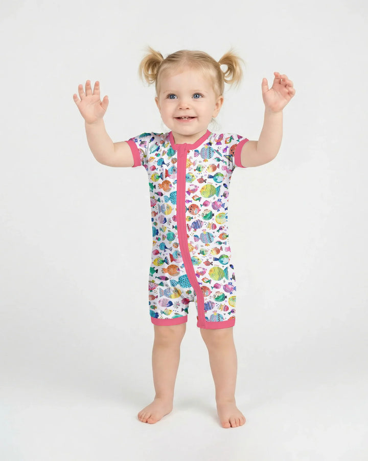 Rainbow Reef Fish Bamboo Shorty Zippy