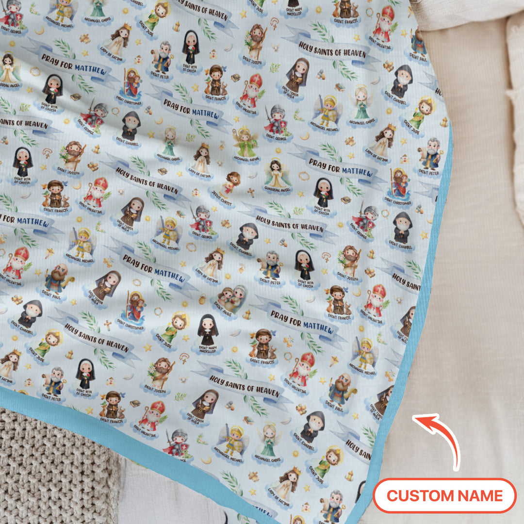 Holy Saints of Heaven Custom Name Toddler Blanket