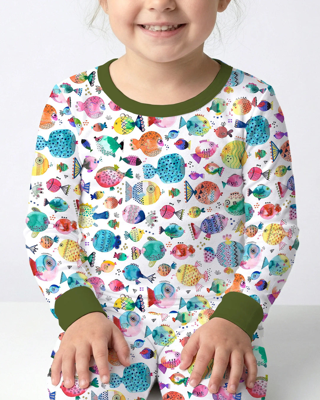 Rainbow Reef Fish Bamboo Two Piece Long Sleeve Pajama Set