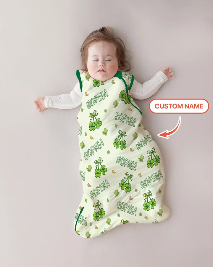 Custom Name Lucky Little Shamrock Sleep Bag