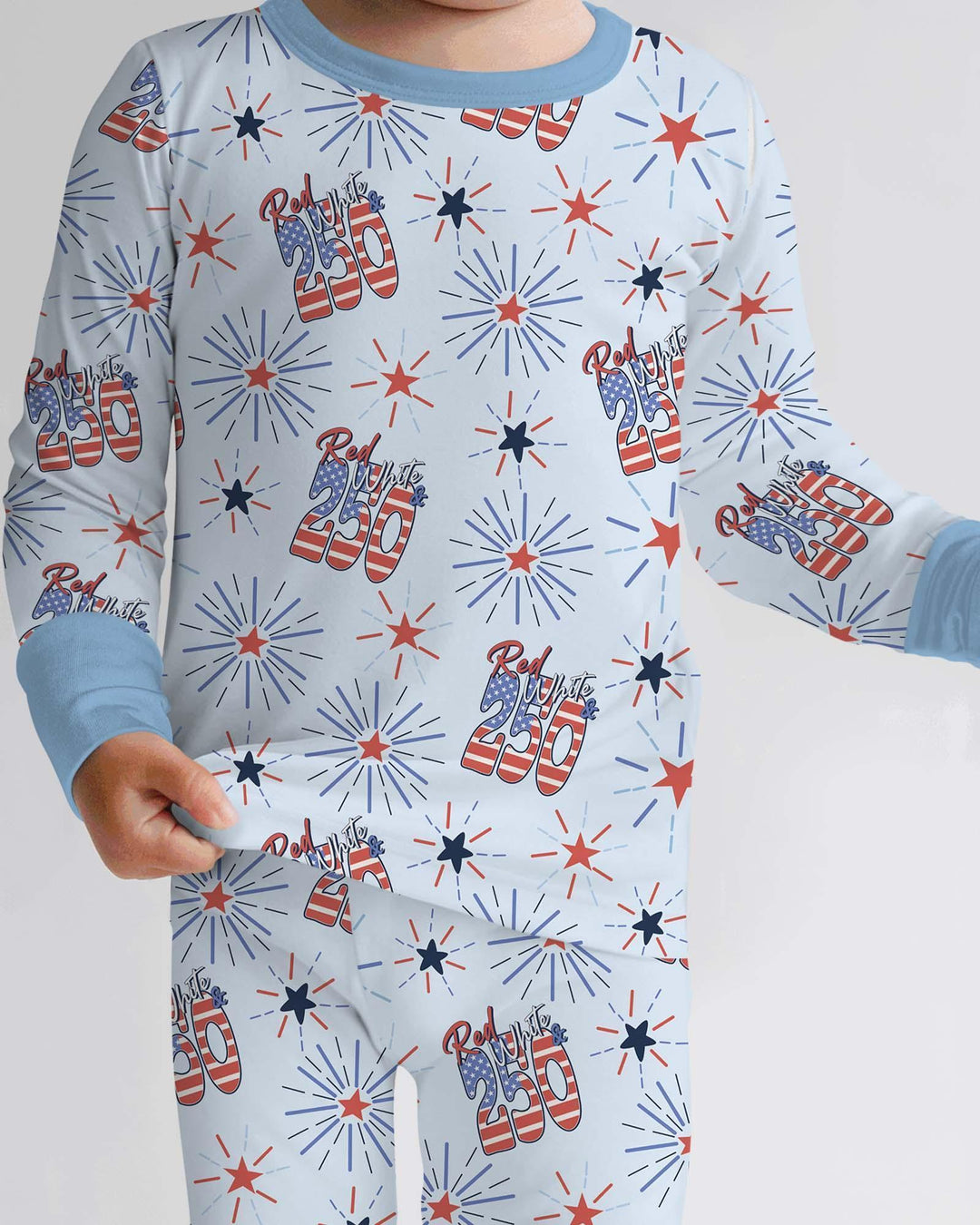 Red White and 250th Anniversary Bamboo Two Piece Long Sleeve Pajama Set