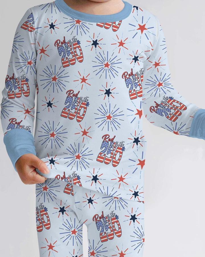 Red White and 250th Anniversary Bamboo Two Piece Long Sleeve Pajama Set