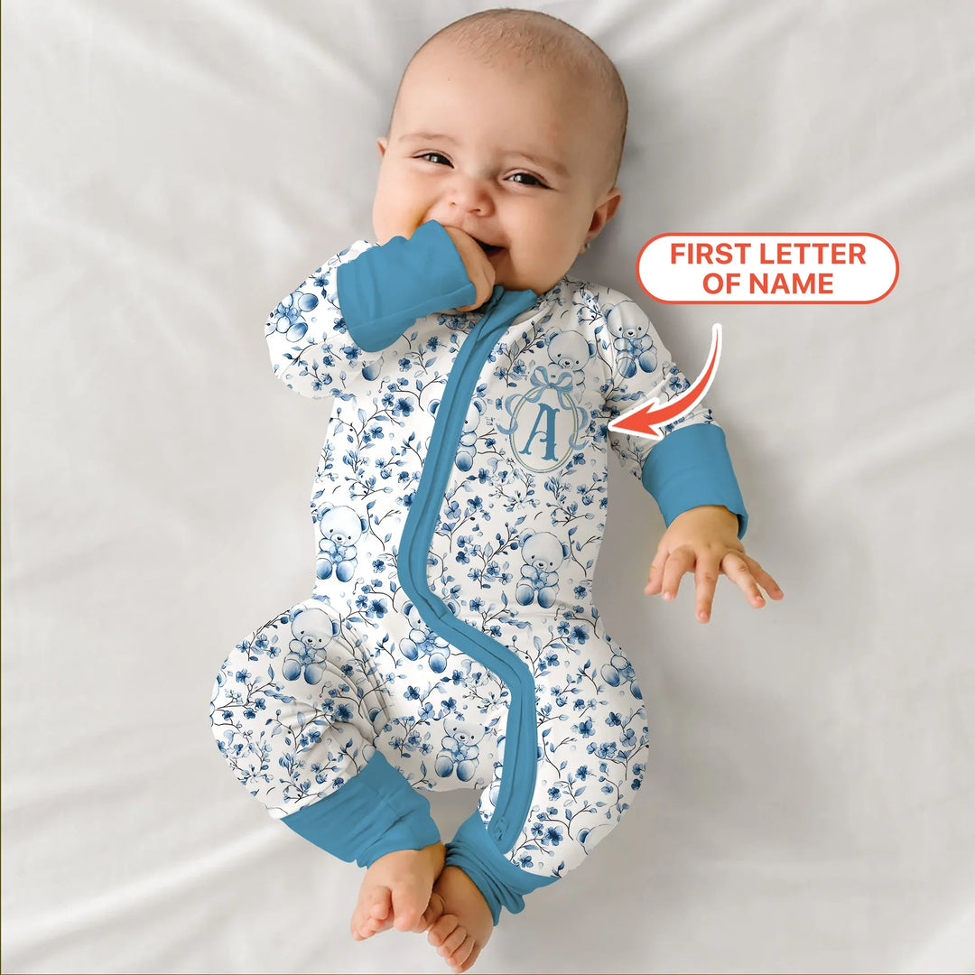 Custom Blue Chinoiserie Teddy Convertible Zippy , Custom Blue Chinoiserie Teddy Convertible Zippy - 0-3M