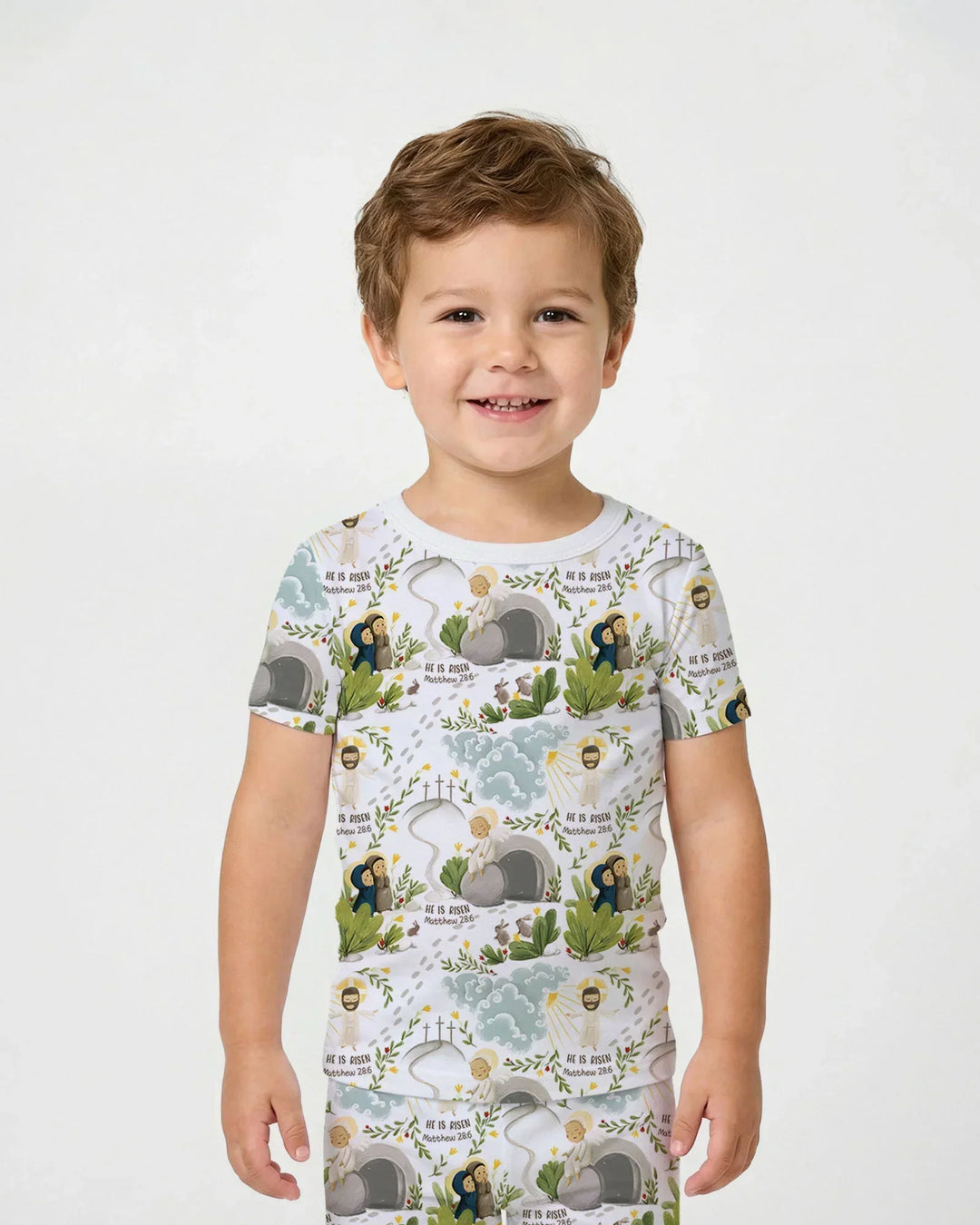 He Is Risen Two Piece Short Sleeve Shorts Pajama Set