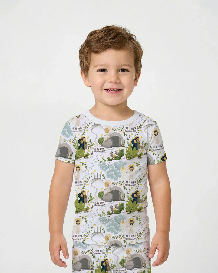 He Is Risen Two Piece Short Sleeve Shorts Pajama Set