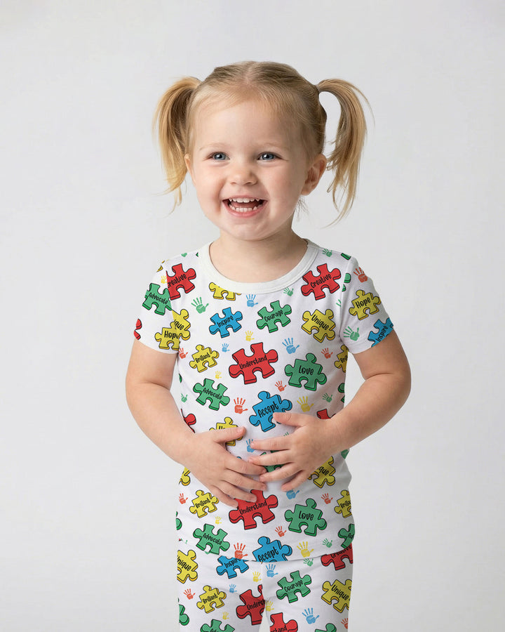 Puzzle You Are Two Piece Short Sleeve Pajama Set