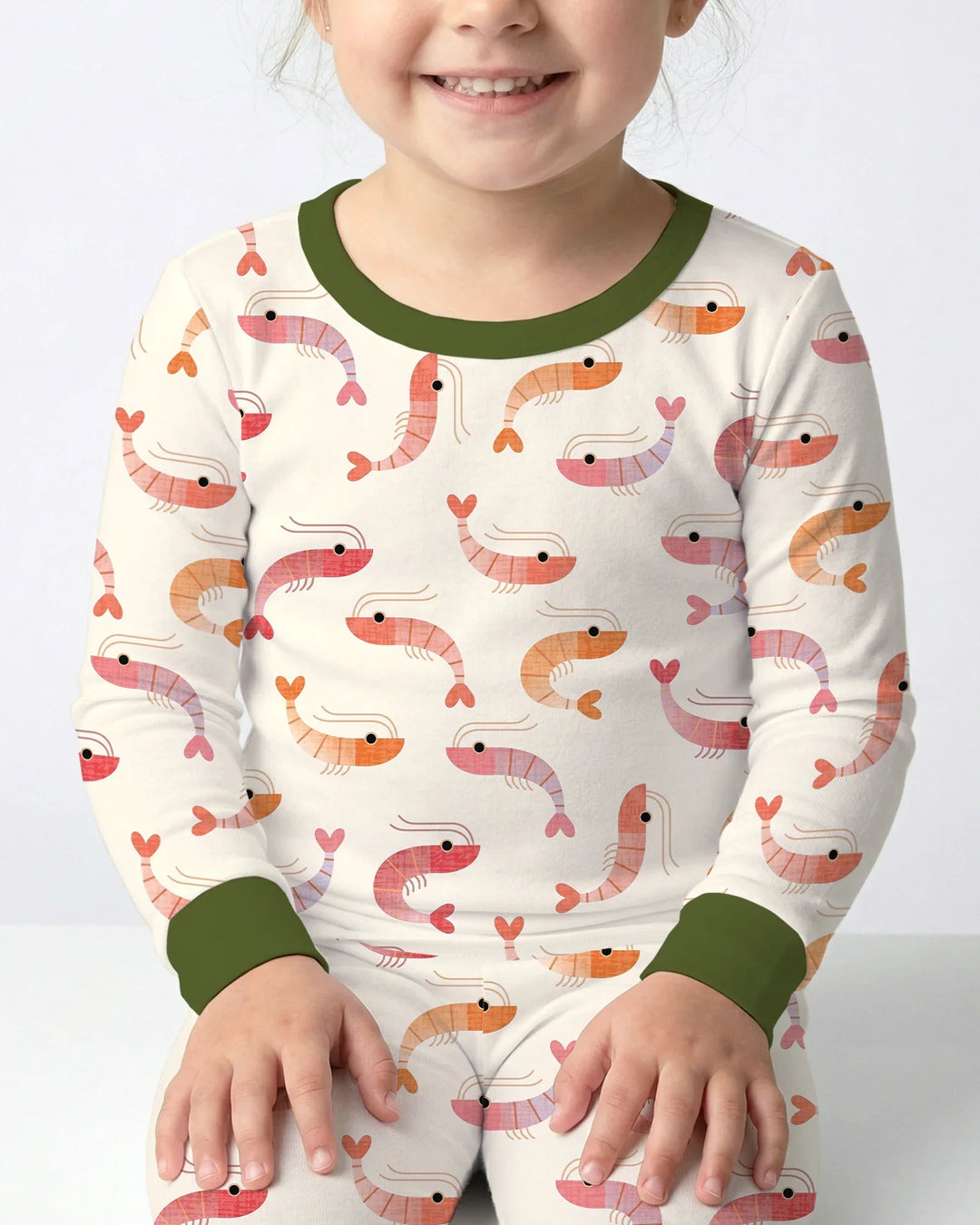Sweet Shrimp Parade  Bamboo Two Piece Long Sleeve Pajama Set