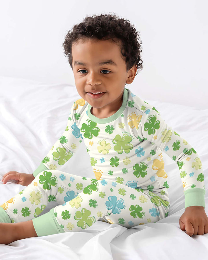 Shamrocks Print St. Patrick's Day Two Piece Long Sleeve Pajama Set