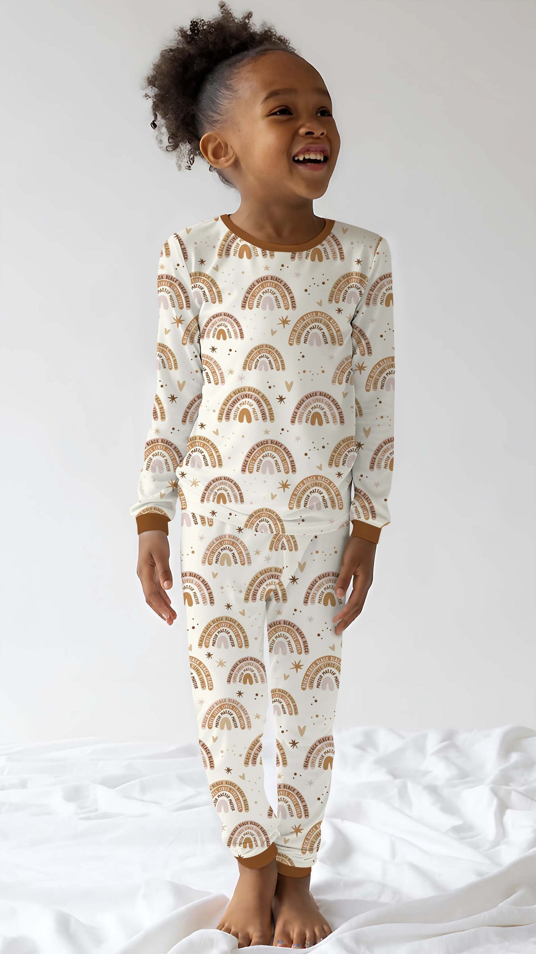 Back Lives Matter Rainbow Two Piece Long Sleeve Pajama Set