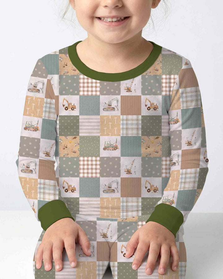 Construction Trucks Bamboo Two Piece Long Sleeve Pajama Set