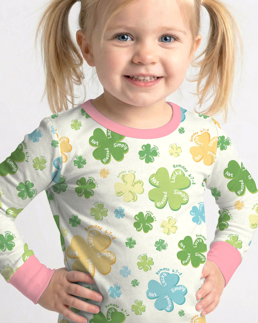 Shamrocks Print St. Patrick's Day Two Piece Long Sleeve Pajama Set