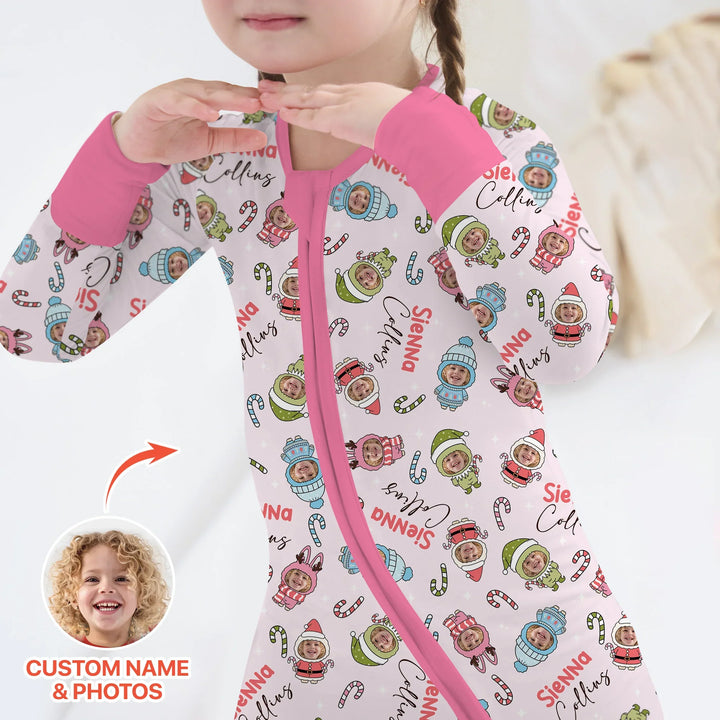 Custom Baby Photo Christmas Bear Convertible Zippy
