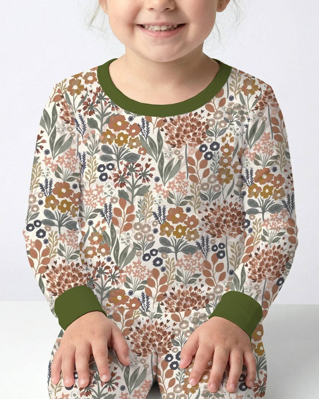 Conjunto de pijama de dos piezas de manga larga de bambú Autumn Meadow Botanicals