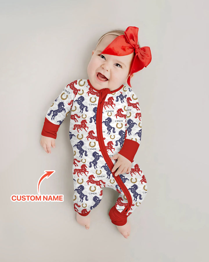 Custom Name Chinoiserie Horses Convertible Zippy