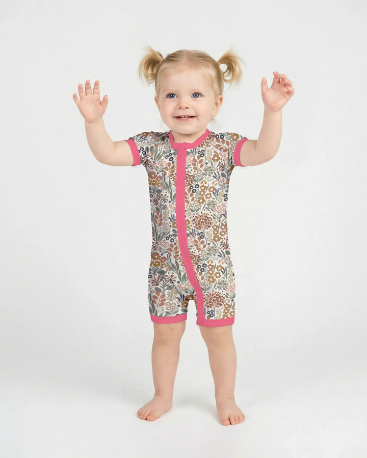 Autumn Meadow Botanicals Pijama corto de bambú con cremallera