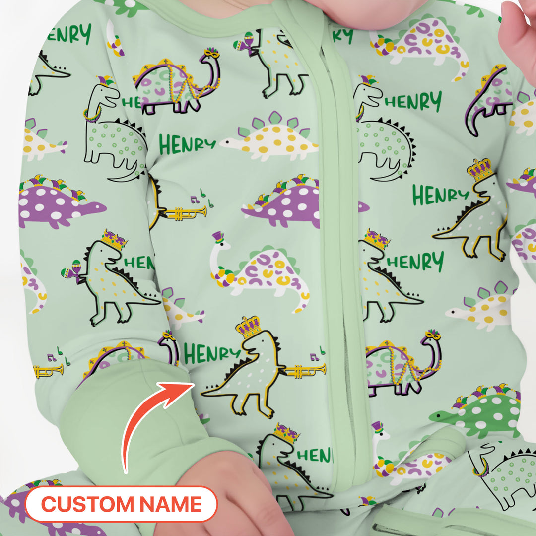 Custom Name Mardi Gras Saurus Convertible Zippy