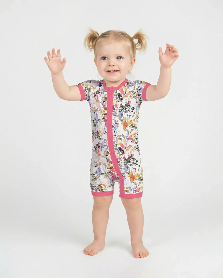 Wildflower Watercolor Garden Bamboo Shorty Zippy