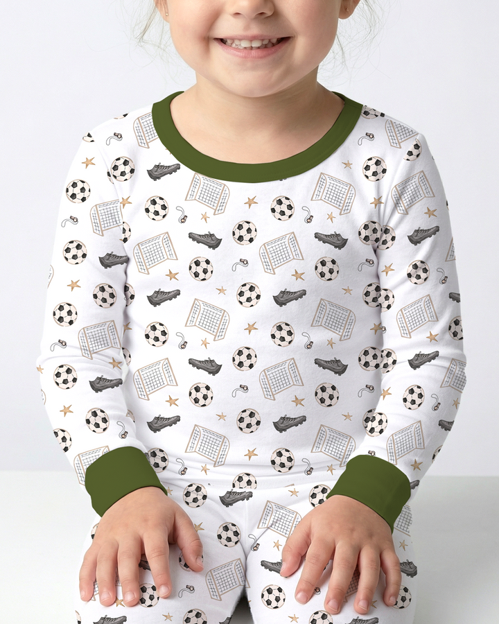 Little Soccer Star Bamboo Two Piece Long Sleeve Pajama Set