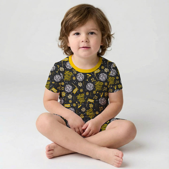 Disco New Years Eve Two Piece Short Sleeve Shorts Pajama Set