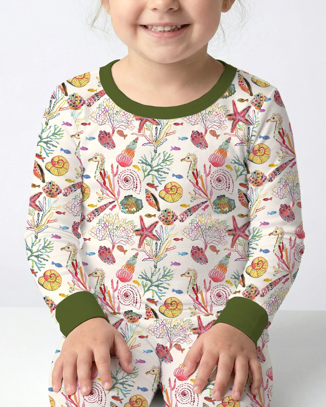 Tropical Reef Whimsy  Bamboo Two Piece Long Sleeve Pajama Set