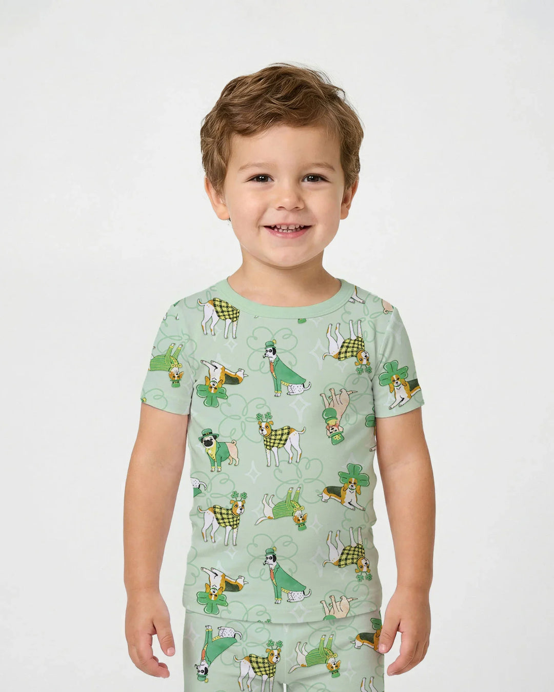 St. Patrick's Day Puppies Two Piece Short Sleeve Pajama Set