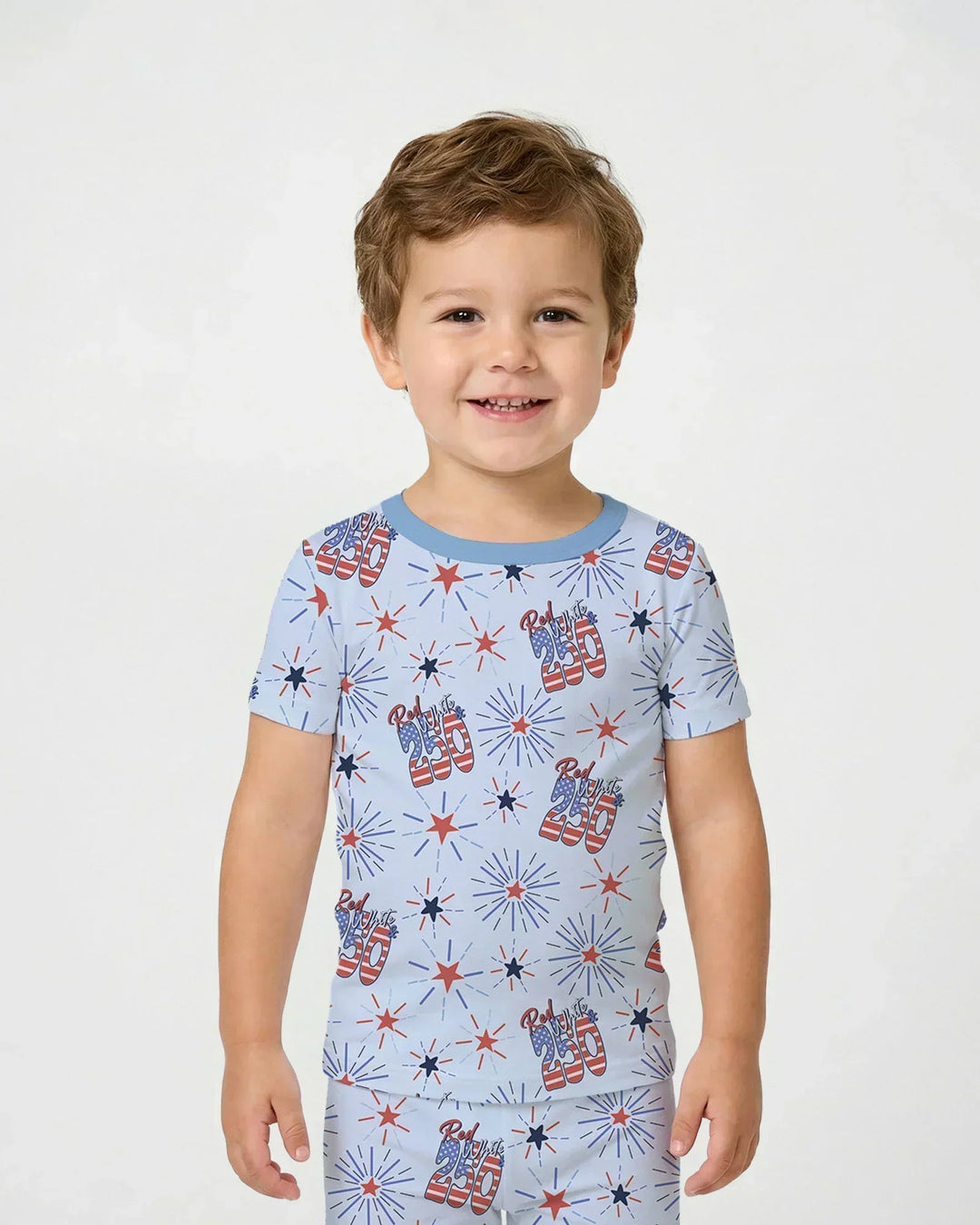 Red White and 250th Anniversary Bamboo Two Piece Short Sleeve Pajama Set