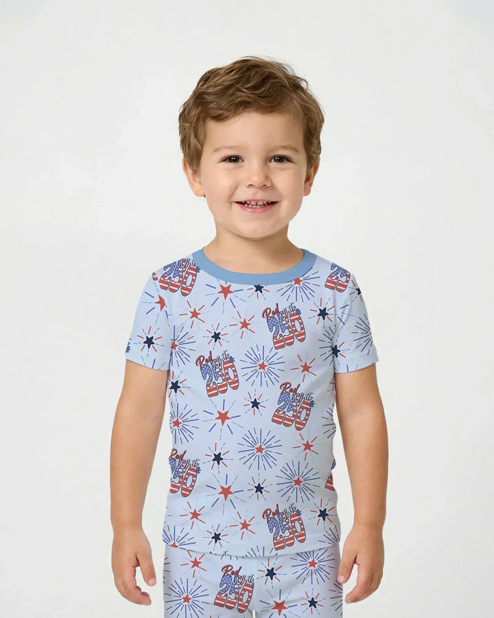 Red White and 250th Anniversary Bamboo Two Piece Short Sleeve Pajama Set