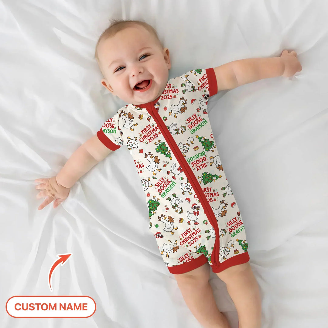 Custom Name "Silly Goose" Shorty Zippy (Red) , Custom Name "Silly Goose" Shorty Zippy (Red) - 0-3M