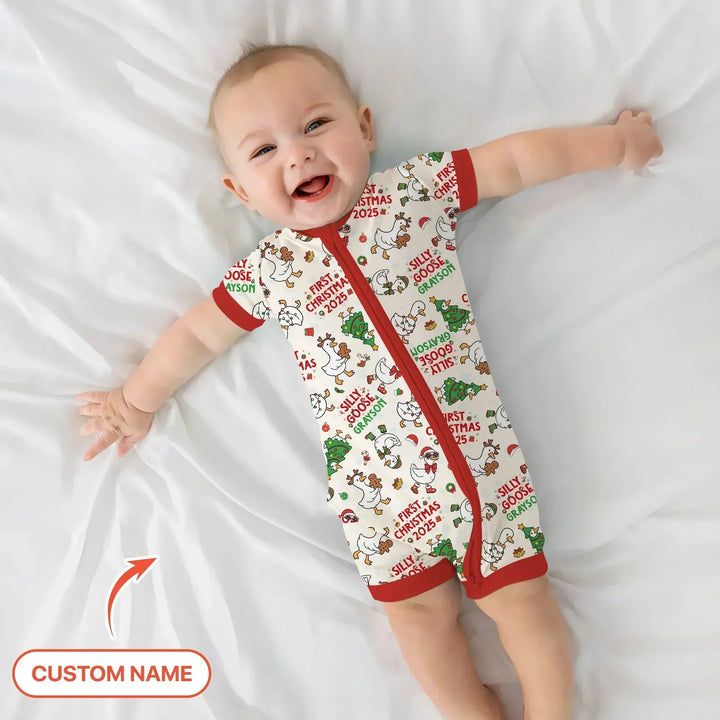 Custom Name "Silly Goose" Shorty Zippy (Red) , Custom Name "Silly Goose" Shorty Zippy (Red) - 0-3M