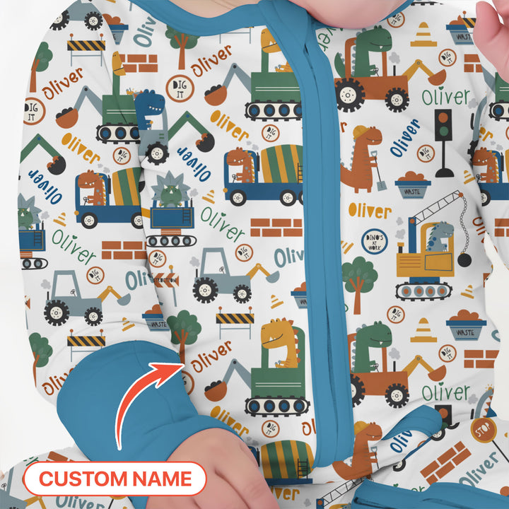 Custom Name Dino Diggers Convertible Zippy