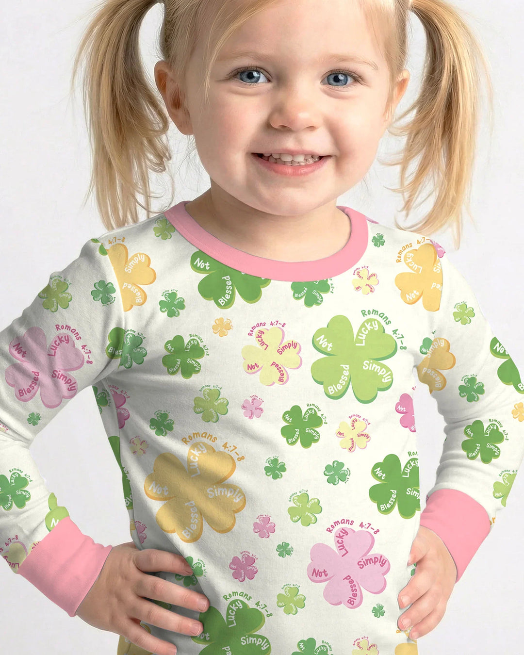 Shamrocks Print St. Patrick's Day Two Piece Long Sleeve Pajama Set
